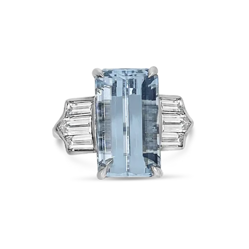 Stackable rings for trendy, layered looks-Aquamarine & Diamond Ring