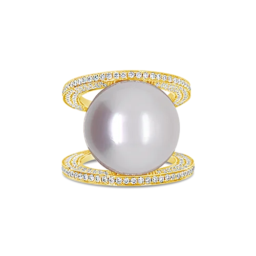 Custom initial signet rings for personalized style-South Sea Pearl Ring