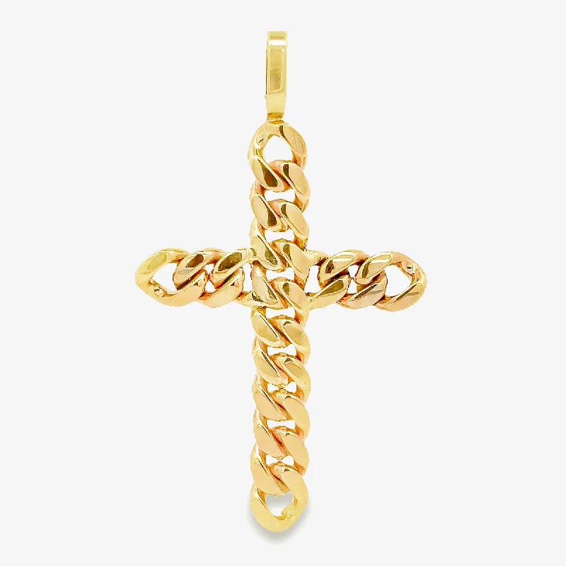 Silver bar necklaces for modern elegance-Divine Havana Link Cross Pendant