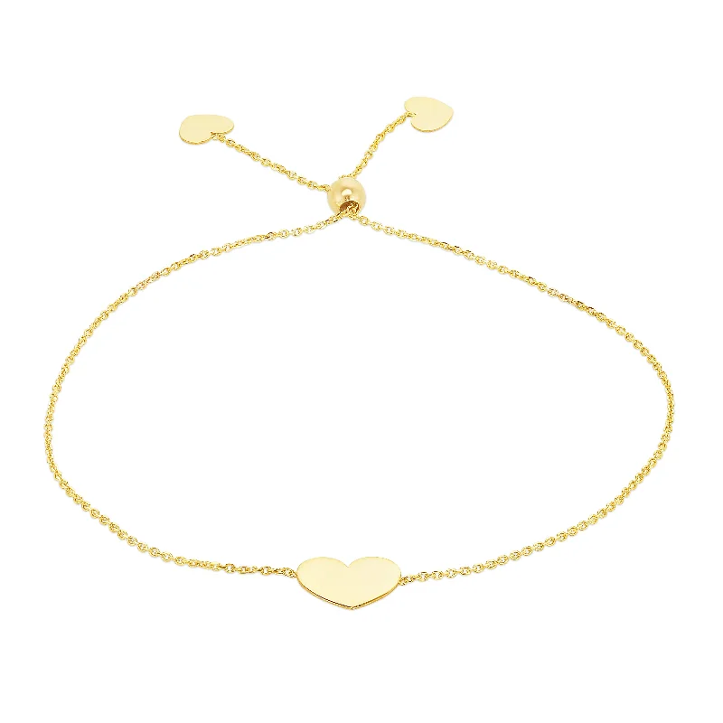 Chunky chain bracelets for bold statements-14K Gold Heart Friendship Bracelet