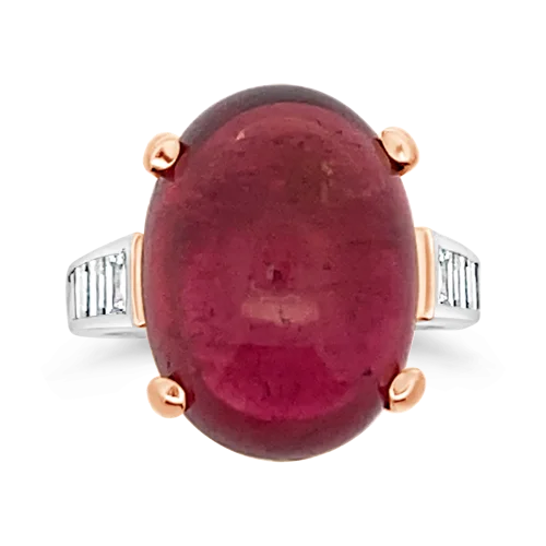 Diamond eternity rings for endless love-Rubellite & Diamond Ring