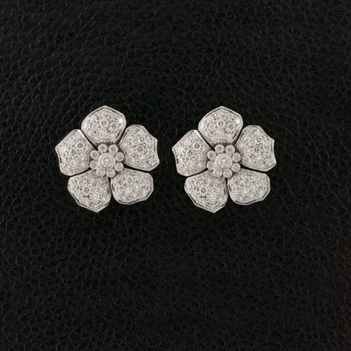 Classic diamond earrings for luxury fashion-Flower Diamond Earrings