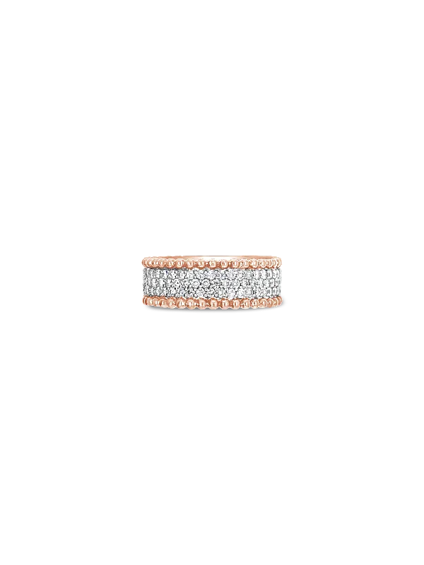 Stackable rings for trendy, layered looks-Diamond & Rose Gold Band Ring