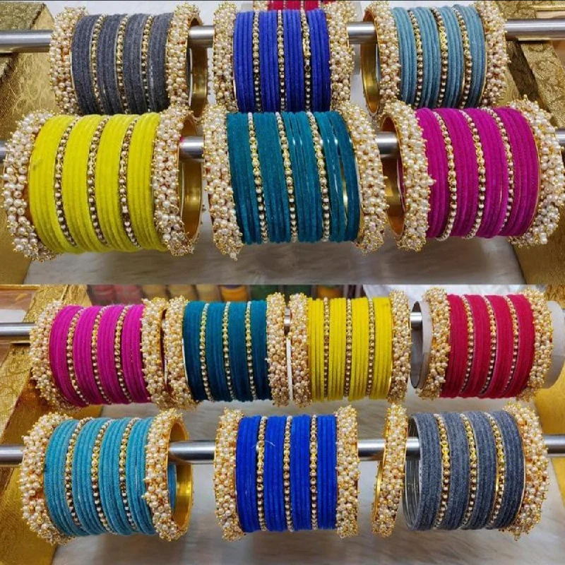 Adjustable bangles for a perfect fit-Martina Jewels Pack Of 6 Traditional Gold Plated Thread Bangles Set