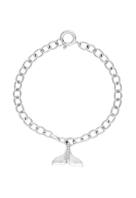 Designer bracelets for high-end fashion-Seaside Sterling Silver Diamond Whale's Tail Bracelet, 0.07 TCW