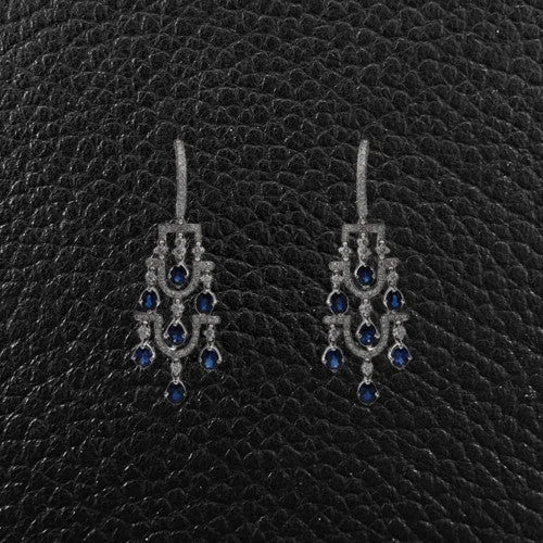 Modern acrylic earrings for a trendy look-Sapphire & Diamond Chandelier Earrings