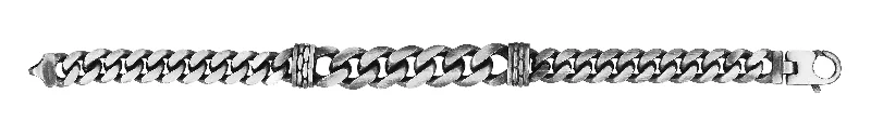 Infinity bracelets for eternal love-Silver 11.5mm Mens Gunmetal Double Bar Bracelet