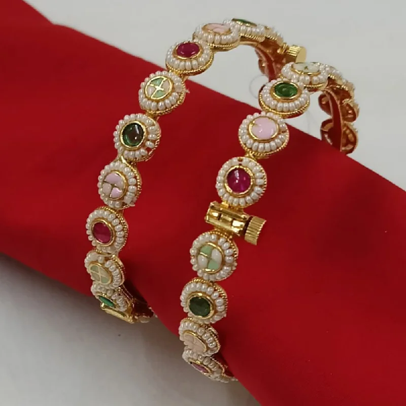 Personalized infinity bangles for eternal love-Padmawati Bangles Gold Plated Kundan Openable Bangles Set