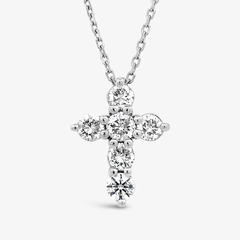 Delicate chain necklaces for subtle elegance-Classic Shared Prong 1.40ct Diamond Cross Necklace