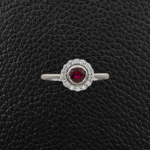 Custom initial signet rings for personalized style-Ruby & Diamond Ring