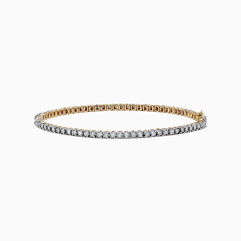 Eco-friendly bracelets for sustainable fashion-Pave Classica 14K Yellow and White Gold Diamond Tennis Bracelet 0.98 TCW