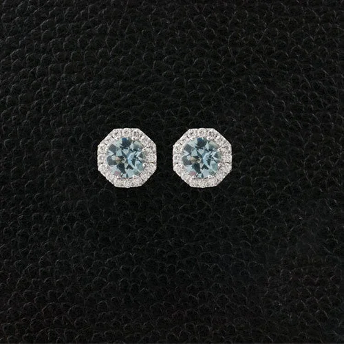 Modern geometric hoop earrings for contemporary looks-Aquamarine & Diamond Earrings