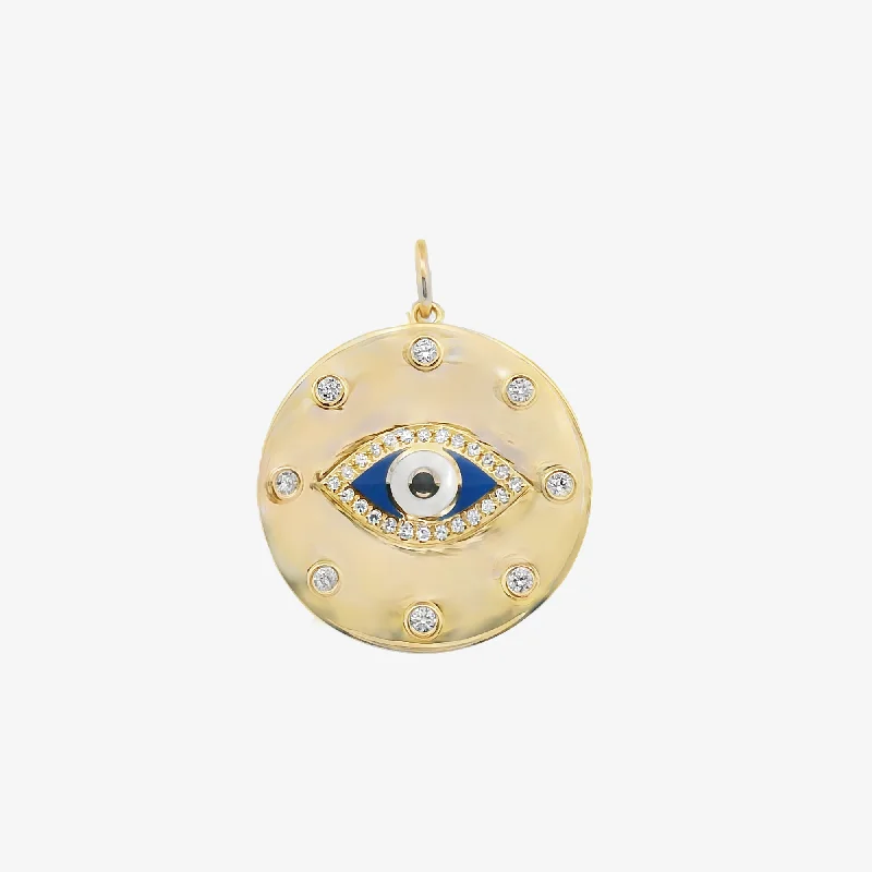 Silver choker necklaces for modern chic looks-High Polished Enamel Evil Eye Pendant