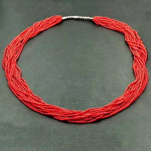 Initial necklaces for personalized jewelry-Multi-strand Coral Bead Necklace