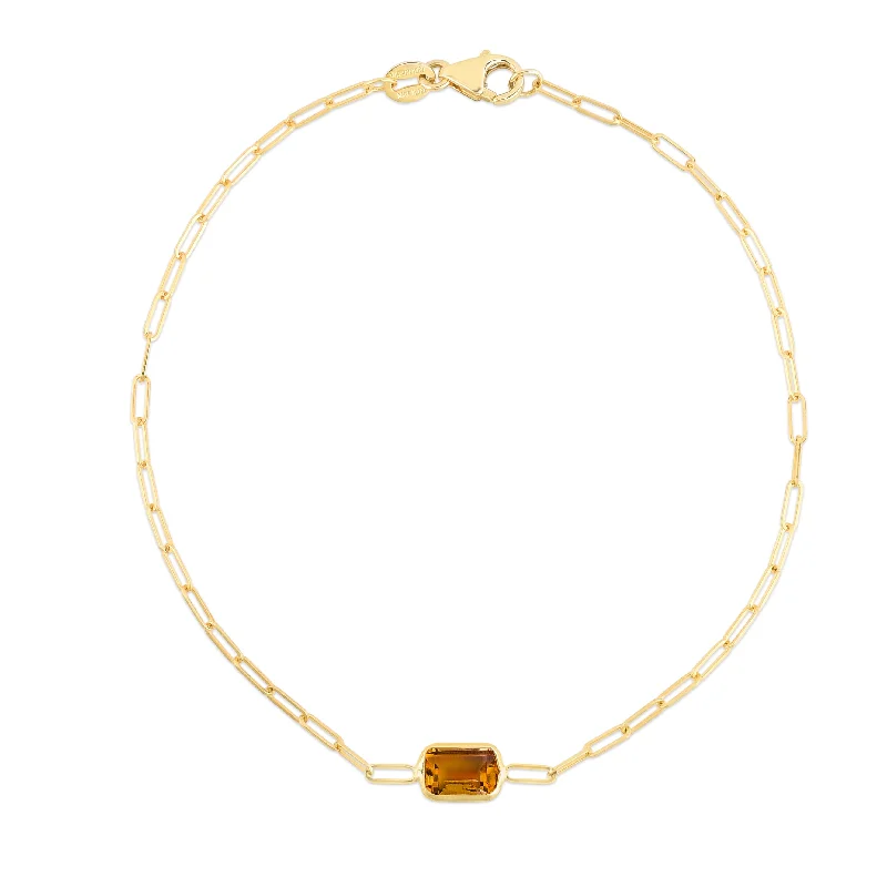 Elastic bracelets for easy wear-14K Citrine Paperclip Bracelet