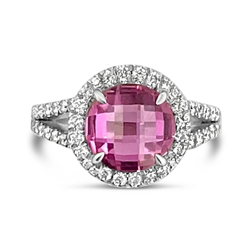 Fashion rings for everyday wear-Pink Sapphire & Diamond Ring