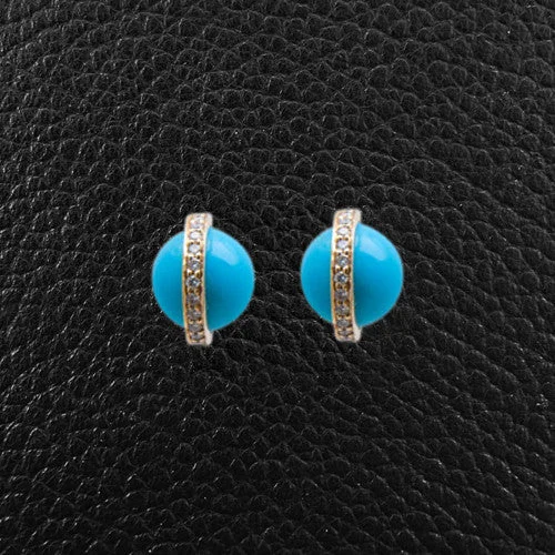 Custom engraved earrings for personalized gifts-Turquoise & Diamond Earrings