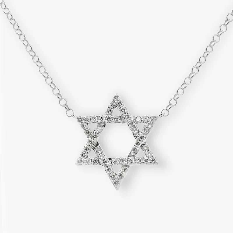 Diamond-encrusted pendants for luxury fashion-0.35CT Diamond Star of David Necklace