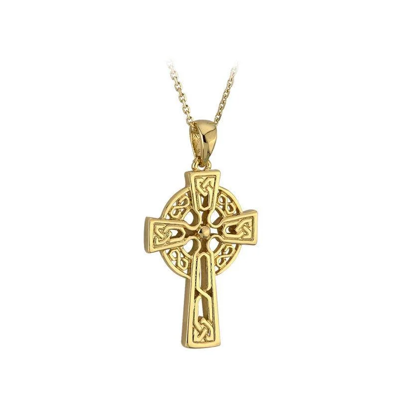 Statement necklaces for bold fashion-10K Gold Tiny Celtic Cross Pendant