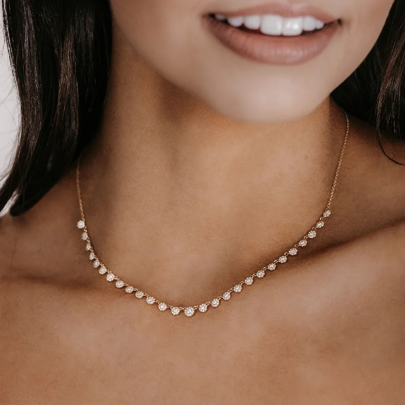 Modern layered necklaces for on-trend fashion-Diamond Halo Drops Necklace