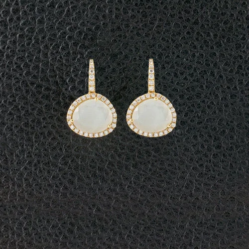 Luxury gold earrings for upscale fashion-White Quartz & Diamond Dangle Earrings