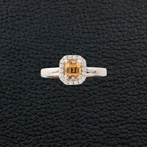 Custom birthstone rings for personalized beauty-Yellow Zircon & Diamond Ring