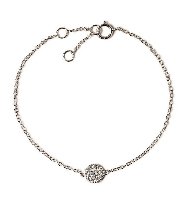 Simple bar bracelets for modern looks-Petite Pave Disc Bracelet