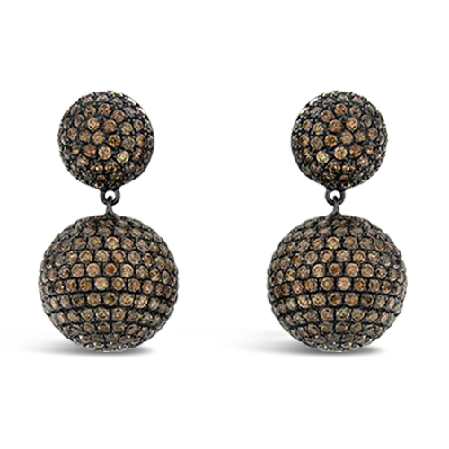 Custom charm earrings for personalized designs-Brown Zircon Ball Earrings