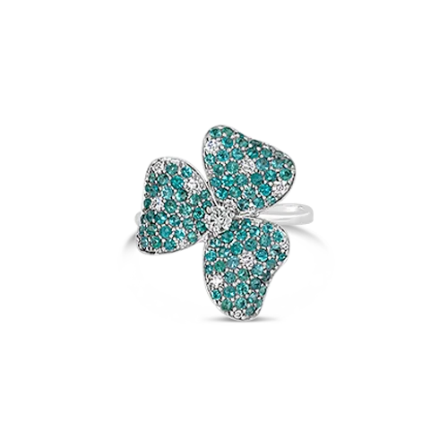 Custom logo rings for personalized accessories-Paraiba & Diamond Flower Ring