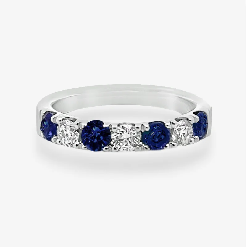 Adjustable rings for a perfect fit-0.75CT Sapphire & Diamond Halfway Ring