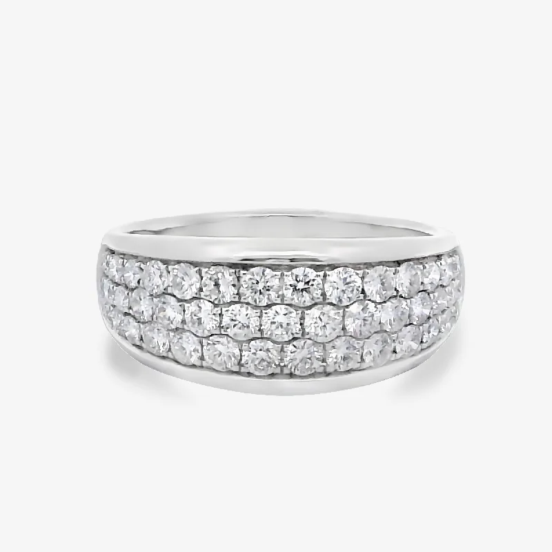 Diamond halo rings for added sparkle-1.00CT 3 Row 1/2 Way Pave Band Ring