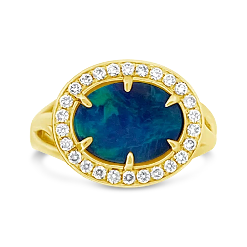 Elegant cocktail rings for special occasions-Lightning Ridge Black Opal Ring