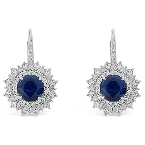 Pearl drop earrings for sophisticated elegance-Sapphire & Diamond Dangle Earrings