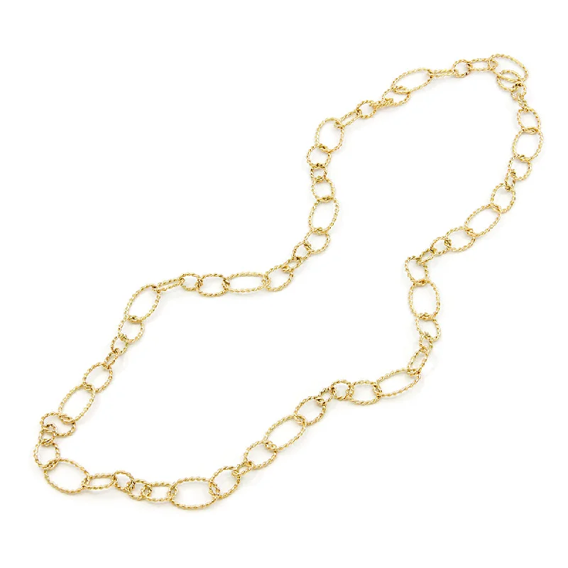 Elegant crystal necklaces for formal events-Coiled Gold Oval Links Necklace