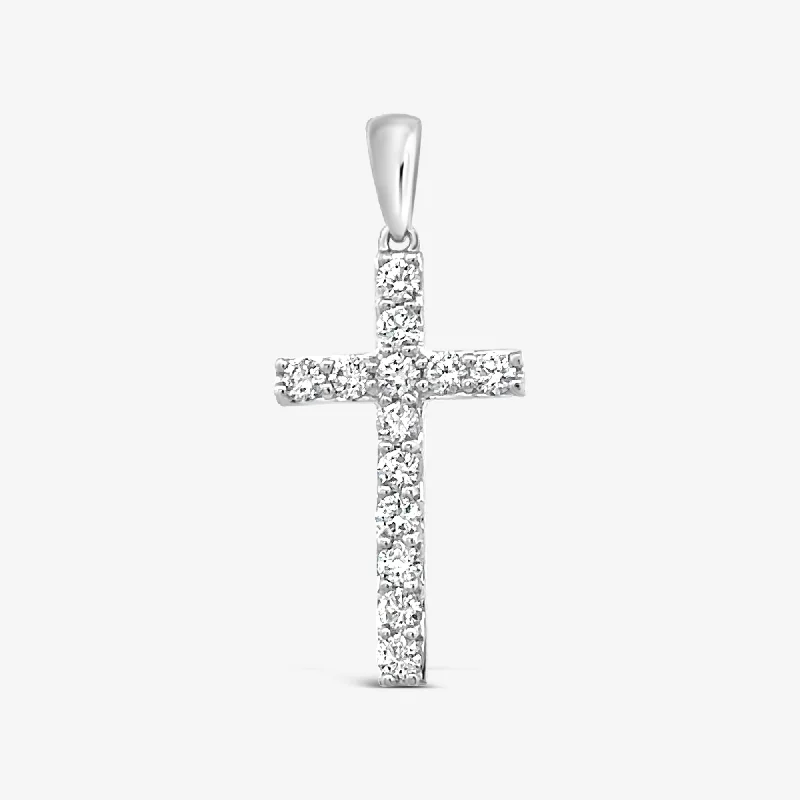 Gold-plated pendant necklaces for a chic, luxurious finish-Classic 0.45CT Diamond Cross Pendant