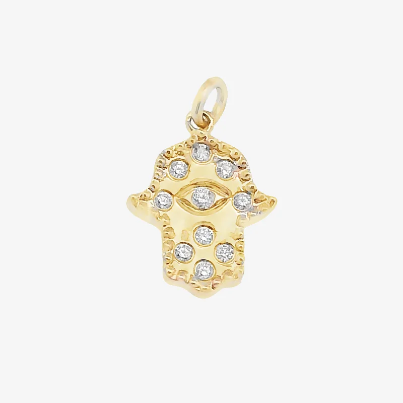 Birthstone necklaces for personalized gifts-Medium Diamond Hamsa Pendant