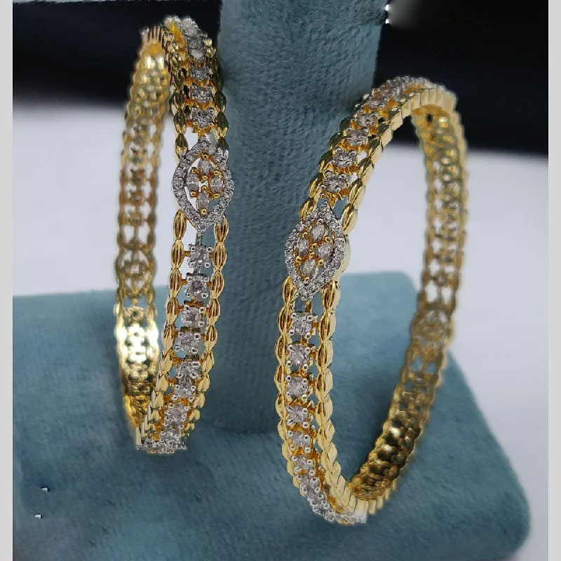 Ethnic-inspired bangles for traditional celebrations-Vivah Creations Gold Plated American Diamond  Bangle Set