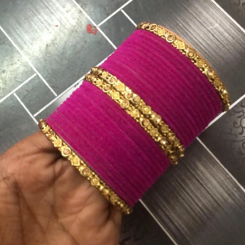 Custom-designed bangles for unique looks-Martina Jewels Pack Of 6 Traditional Gold Plated Thread Bangles Set