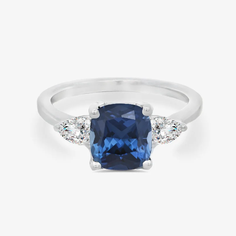 Multi-stone rings for colorful elegance-2.01CT Blue Sapphire & Diamond Ring