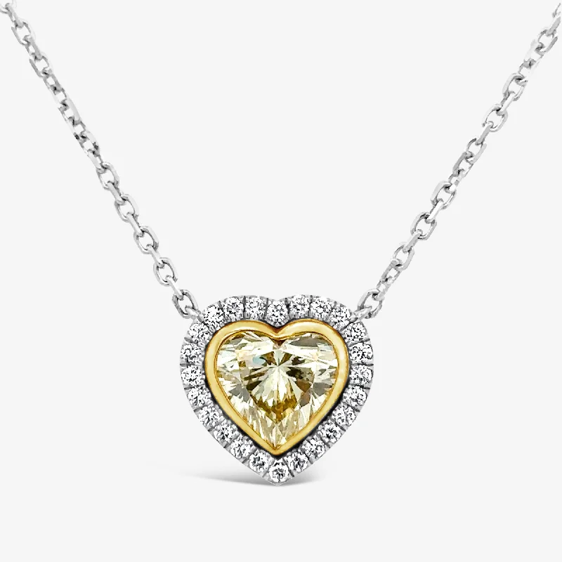 Handcrafted necklaces for unique, artisanal beauty-3.02ct Diamond Heart Halo Necklace