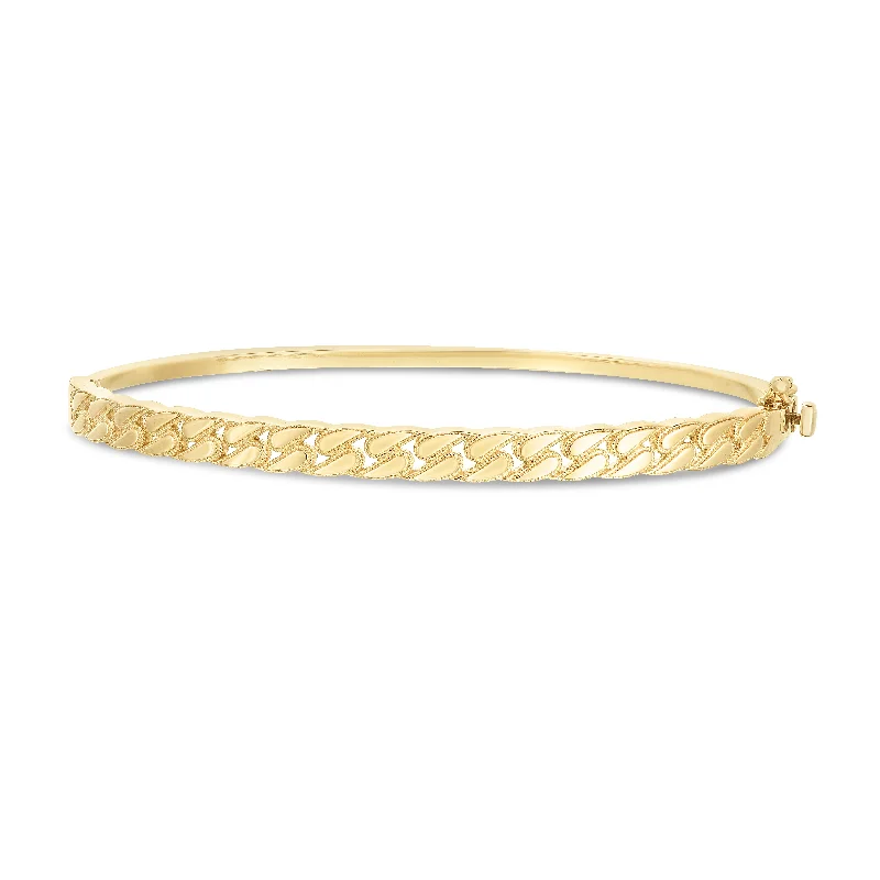 Vintage-style bracelets for retro fashion-14K Cuban Chain Bangle