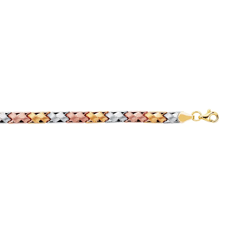 Simple silver bracelets for minimalist chic-14K Tri-color Gold Satin Mini X Stampato Bracelet