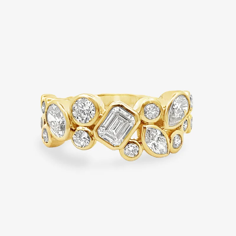 Gold wedding rings for timeless commitment-Mixed Shape Bezel Set Diamond Ring