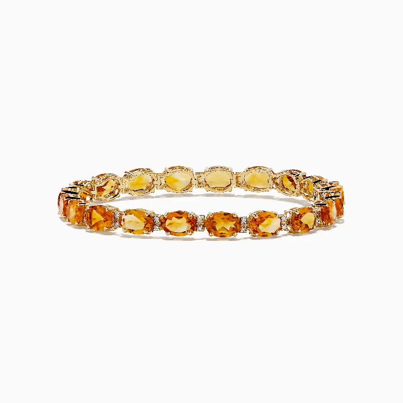 Friendship bracelets with charms for personalized style-Sunset 14K Yellow Gold Citrine Tennis Bracelet 19.15 TCW