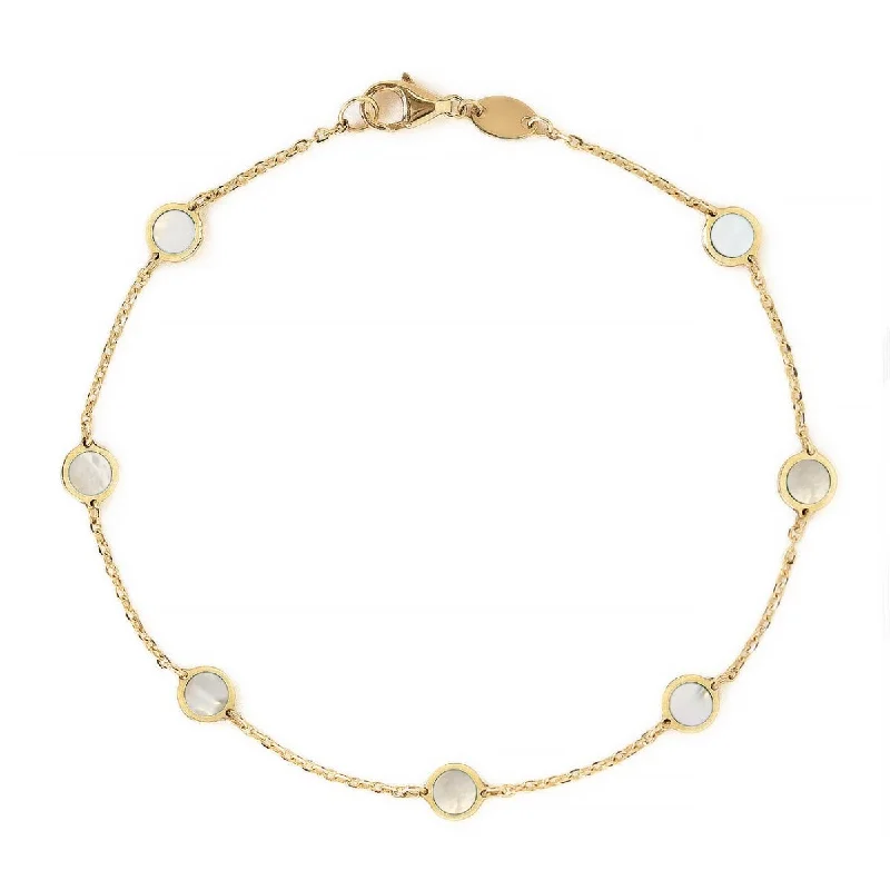 Pearl bracelets for sophisticated charm-Gemstone Circle Bracelet Mother Of Pearl