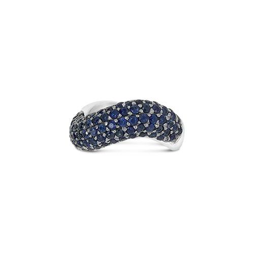 Bold statement rings for eye-catching style-Blue Sapphire Wave Ring