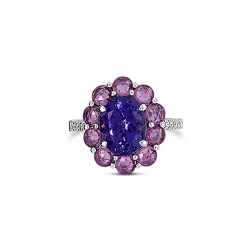 Luxury platinum rings for high-end fashion-Tanzanite & Pink Sapphire Ring