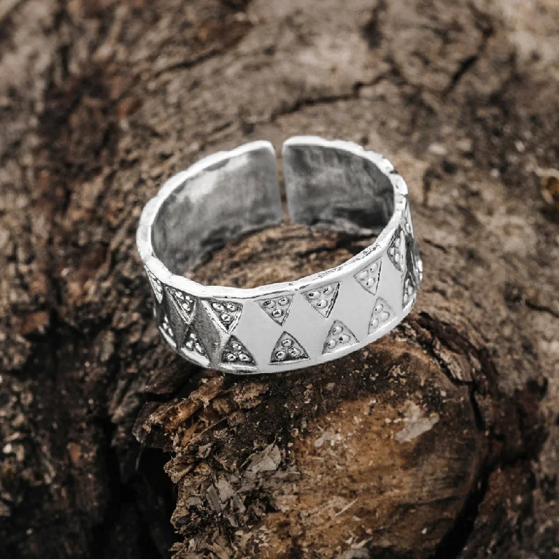 Multi-stone rings for colorful elegance-Stamped Viking Ring, Silver