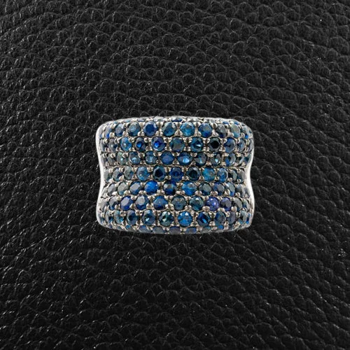 Diamond halo rings for added sparkle-Sapphire Cigar Band Ring