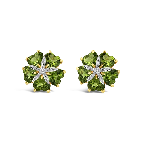 Elegant drop earrings for formal events-Peridot & Diamond Flower Estate Earrings